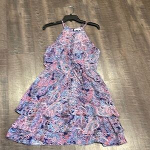 Parker Dax ruffle mini dress lace up front